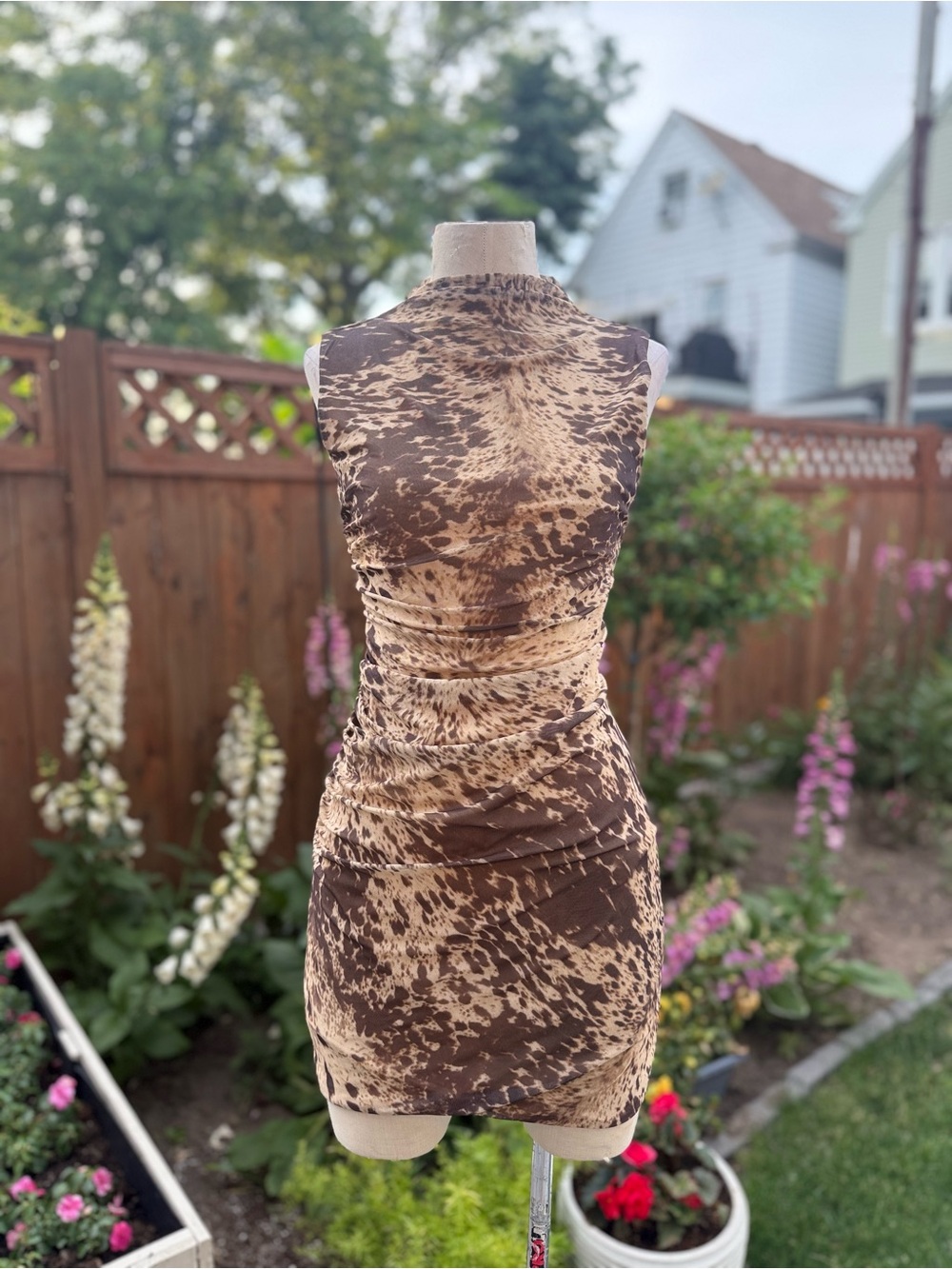 House of Harlow 1960 Animal Print Ruched Mini Dress Size S